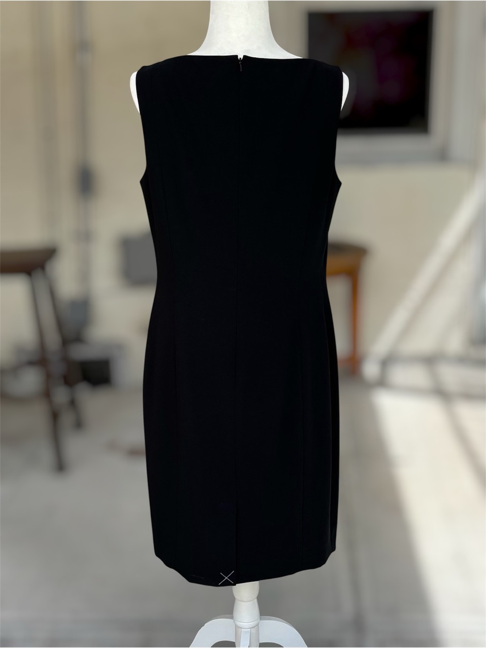 Vintage 90s Ann Taylor NWT Black Boatneck Sheath Dress Minimalist Size 12 - Picture 3 of 4